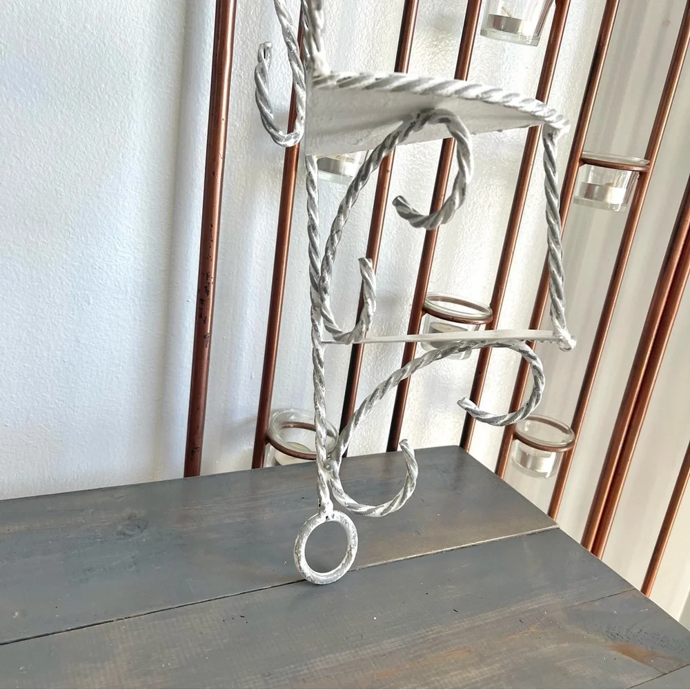 Eclectic Revival Distressed Hand Painted Upcycled Vintage Hanging Corner Shelf